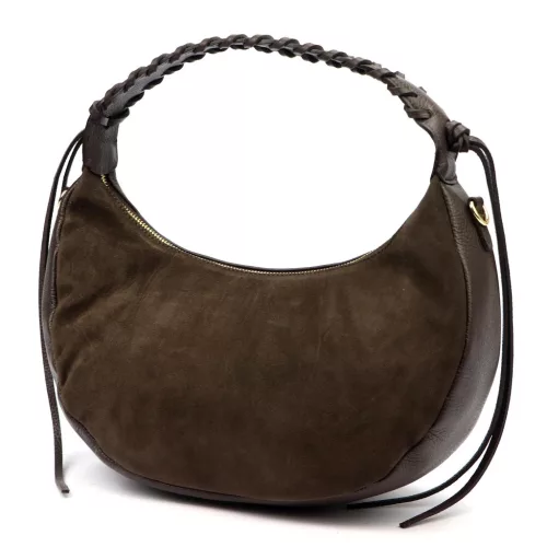 Dámska hnedá semišová kožená kabelka cez rameno Luka 26-039 35 x 22 x 15 cm