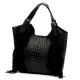  Dámska kožená kabelka Luka 25-019 CROCO čierna 37 x 32 x 13 cm