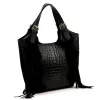  Dámska kožená kabelka Luka 25-019 CROCO čierna 37 x 32 x 13 cm