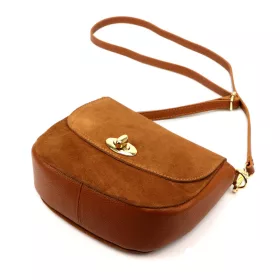    Dámska crossbody kabelka Luka 26-040 z koňakovej semišovej kože 23 x 20 x 10 cm