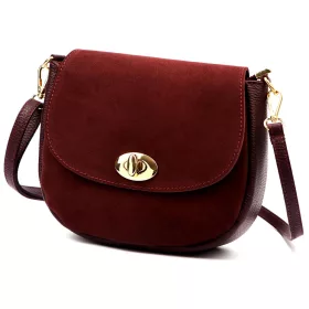    Dámska crossbody kabelka Luka 26-040 bordovej farby z semišovej kože 23 x 20 x 10 cm