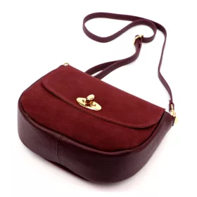    Dámska crossbody kabelka Luka 26-040 bordovej farby z semišovej kože 23 x 20 x 10 cm