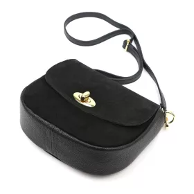    Dámska čierna crossbody kabelka Luka 26-040 z semišovej kože 23 x 20 x 10 cm