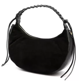   Dámska čierna semišová kožená kabelka cez rameno Luka 26-039 35 x 22 x 15 cm