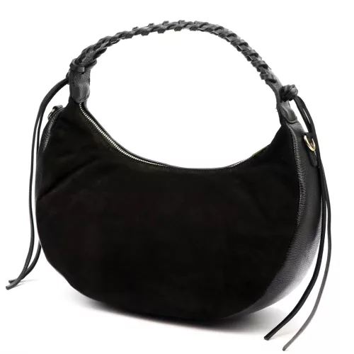  Dámska čierna semišová kožená kabelka cez rameno Luka 26-039 35 x 22 x 15 cm