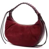  Dámska bordová kabelka cez rameno z semišovej kože Luka 26-039 35 x 22 x 15 cm