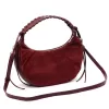  Dámska bordová kabelka cez rameno z semišovej kože Luka 26-039 35 x 22 x 15 cm
