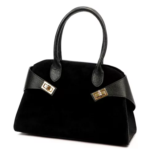  Dámska kožená kabelka cez rameno Luka 26-006 čierna 32 x 22 x 16 cm