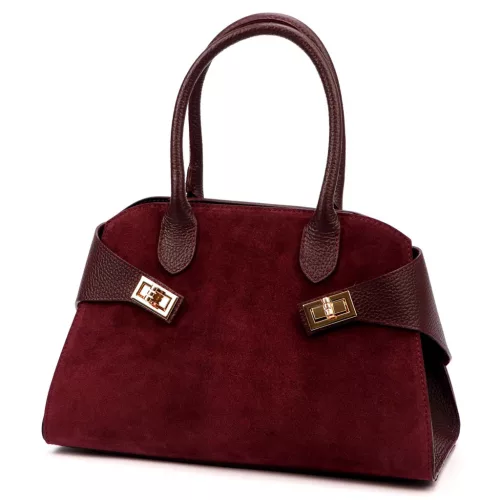  Dámska kožená kabelka cez rameno Luka 26-006 bordovej farby 32 x 22 x 16 cm