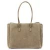  Dámska kožená kabelka cez rameno Camilla PREMIUM 10.004 v béžovej farbe 37 x 24 x 14 cm