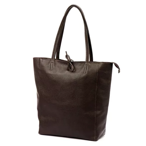  Dámska kožená kabelka cez rameno Patrizia 27-002 Z tmavohnedá, shopper, 39 x 36 x 14 cm