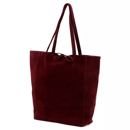  Dámska kabelka cez rameno Patrizia 419-013-05 bordovej farby z semišovej kože, 38 x 38 x 13 cm