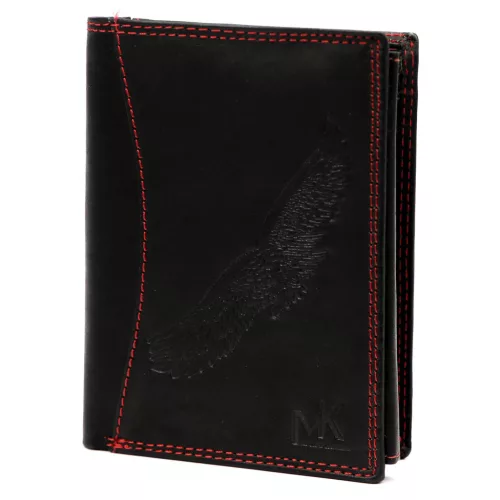  Pánska kožená peňaženka Money Kepper CDD 5601 BIRD čierno-červená, motív orla 10 x 13 x 2,5 cm