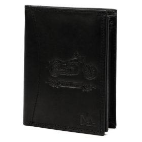    Pánska kožená peňaženka Money Kepper CDD 5601 BIKE čierna s motívom motorky 10 x 13 x 2,5 cm