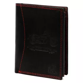    Pánska kožená peňaženka Money Kepper CDD 5601 BIKE čierno-červená s motívom motorky 10 x 13 x 2,5 cm