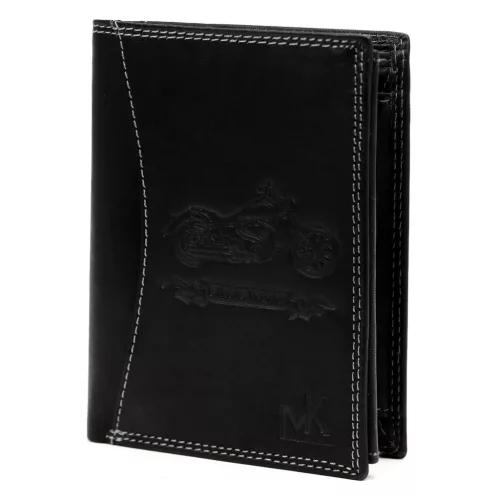  Pánska kožená peňaženka Money Kepper CDD 5601 BIKE čierna s motívom motorky 10 x 13 x 2,5 cm