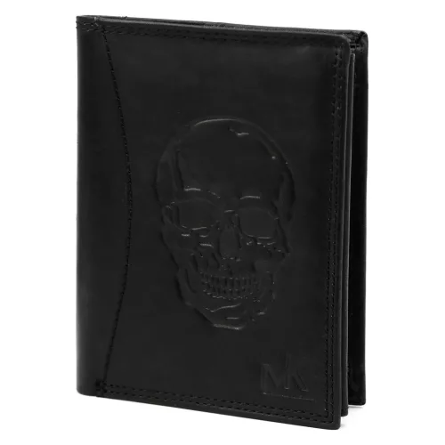  Pánska kožená peňaženka Money Kepper CDD 5601 SKULL čierna, motív lebky 10 × 13 × 2,5 cm