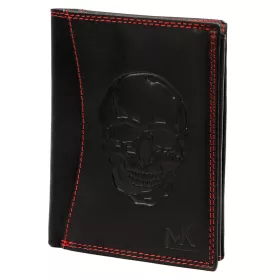    Pánska kožená peňaženka Money Kepper CDD 5601 SKULL čierno-červená, motív lebky 10 × 13 × 2,5 cm