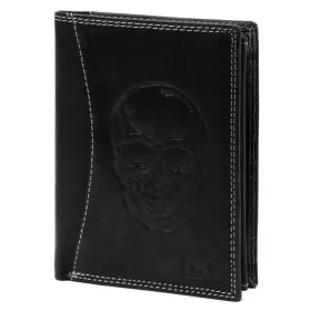    Pánska kožená peňaženka Money Kepper CDD 5601 SKULL čierna, motív lebky 10 × 13 × 2,5 cm