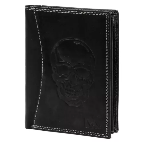  Pánska kožená peňaženka Money Kepper CDD 5601 SKULL čierna, motív lebky 10 × 13 × 2,5 cm
