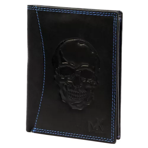  Pánska kožená peňaženka Money Kepper CDD 5601 SKULL čierna, motív lebky 10 × 13 × 2,5 cm