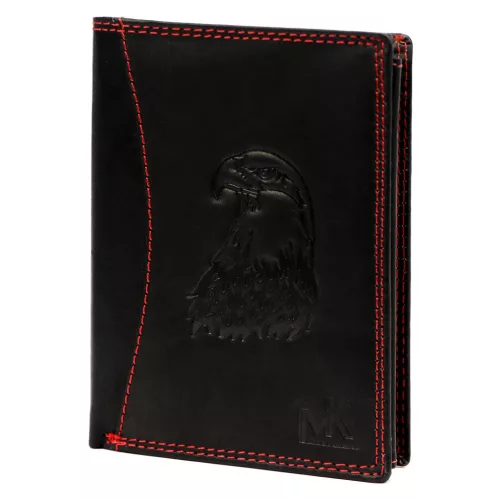  Pánska kožená peňaženka Money Kepper CDD 5601 EAGLE čierno-červená, motív orla 10 × 13 × 2,5 cm