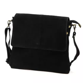    Dámska čierna crossbody kabelka Luka 24-090 D z semišovej kože 30 x 26 x 6 cm