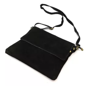    Dámska čierna crossbody kabelka Luka 24-090 D z semišovej kože 30 x 26 x 6 cm