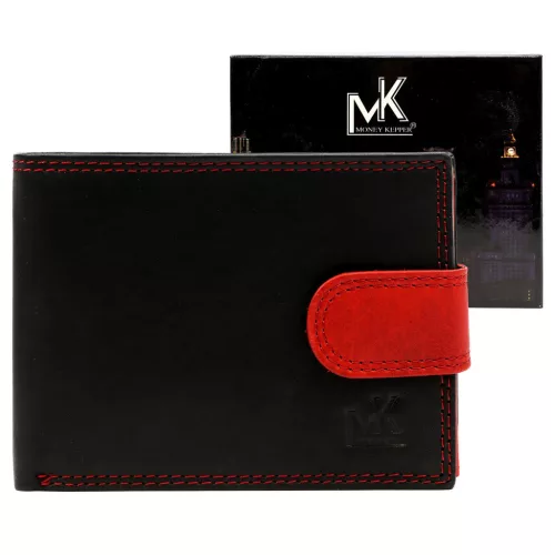  Pánska kožená peňaženka Money Kepper CNM 5600B RFID čierno-červená 13,5 x 9,5 x 3 cm