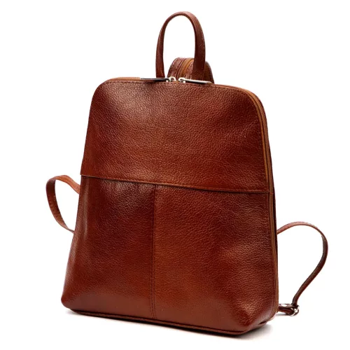  Dámsky hnedý hovädzí kožený batoh Voyager 517 DOLLARO 23 x 27 x 8 cm