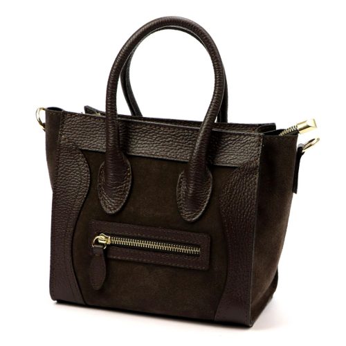  Dámska kožená kabelka Luka 26-055 tmavohnedá 26 x 20 x 14 cm