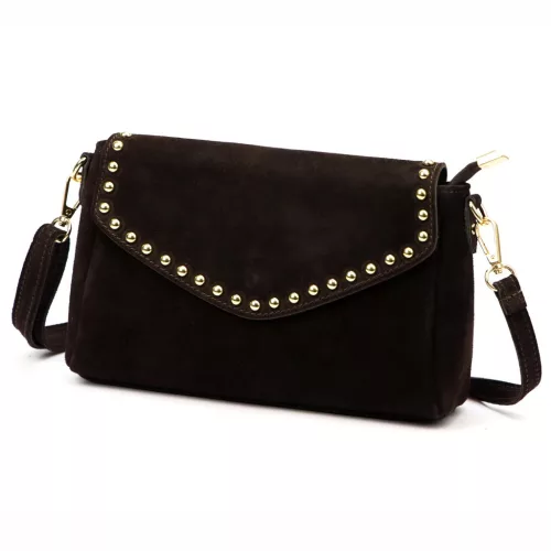  Dámska hnedá crossbody kabelka Luka 26-057 z semišovej kože 25 x 16 x 8 cm
