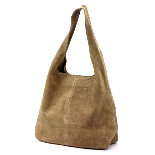  Dámska kožená kabelka cez rameno Camilla PREMIUM 10.006 v béžovej farbe, 35 x 32 x 15 cm