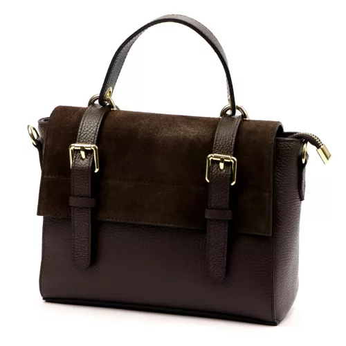  Dámska kožená kabelka Luka 26-056 hnedá, crossbody 26 x 19 x 11 cm