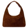  Dámska semišová kožená kabelka cez rameno Luka 26-050 v koňakovo hnedej farbe 44 x 23 x 13 cm
