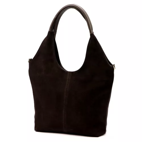  Dámska hnedá kožená kabelka cez rameno Luka 26-013, bočná taška 39 x 33 x 12 cm