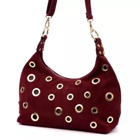    Dámska bordová kabelka cez rameno, crossbody kabelka z semišovej kože Luka 26-052, rozmery 35 x 26 x 13 cm
