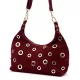  Dámska bordová kabelka cez rameno, crossbody kabelka z semišovej kože Luka 26-052, rozmery 35 x 26 x 13 cm