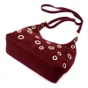  Dámska bordová kabelka cez rameno, crossbody kabelka z semišovej kože Luka 26-052, rozmery 35 x 26 x 13 cm