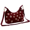  Dámska bordová kabelka cez rameno, crossbody kabelka z semišovej kože Luka 26-052, rozmery 35 x 26 x 13 cm