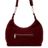  Dámska bordová kabelka cez rameno, crossbody kabelka z semišovej kože Luka 26-052, rozmery 35 x 26 x 13 cm