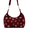  Dámska bordová kabelka cez rameno, crossbody kabelka z semišovej kože Luka 26-052, rozmery 35 x 26 x 13 cm