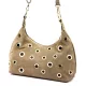  Dámska taupe kabelka cez rameno z semišovej kože Luka 26-052, bočná taupe 35 x 26 x 13 cm