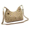  Dámska taupe kabelka cez rameno z semišovej kože Luka 26-052, bočná taupe 35 x 26 x 13 cm