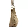  Dámska taupe kabelka cez rameno z semišovej kože Luka 26-052, bočná taupe 35 x 26 x 13 cm