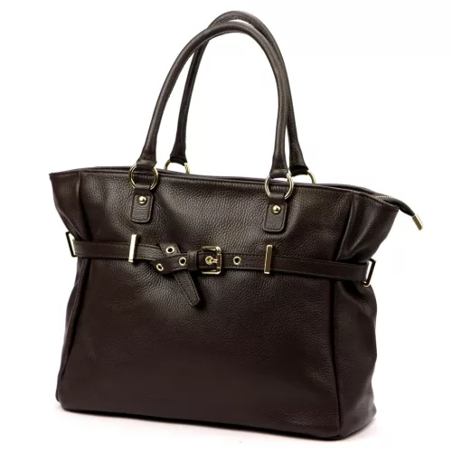  Luka 26-053 DOLLARO hnedá dámska kožená kabelka cez rameno 42 x 26 x 16 cm