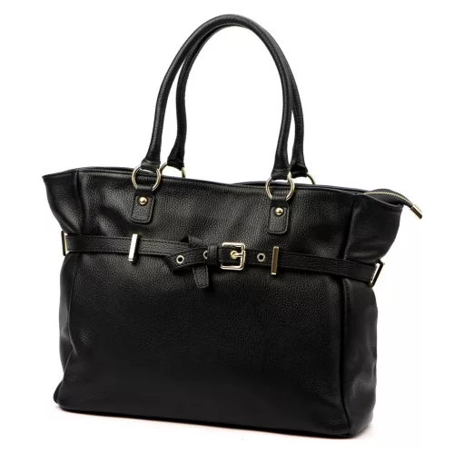  Dámska kožená kabelka Luka 26-053 DOLLARO čierna 42 x 26 x 16 cm