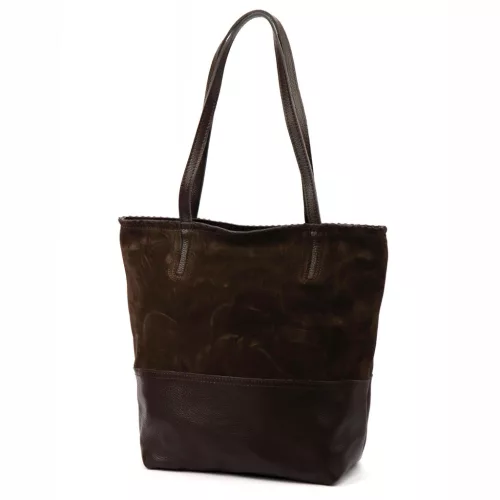  Dámska kožená kabelka cez rameno Luka 26-048 hnedá, shopper 40 x 37 x 15 cm