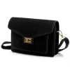  Dámska čierna crossbody kabelka Luka 26-061 z semišovej kože 23 x 16,5 x 9 cm