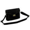  Dámska čierna crossbody kabelka Luka 26-061 z semišovej kože 23 x 16,5 x 9 cm